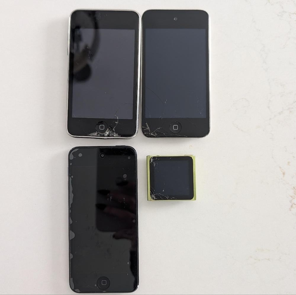 Apple iPod Nano 6th Gen, 3x iPod Touch 32GB 16GB, Untested Cracked For Parts